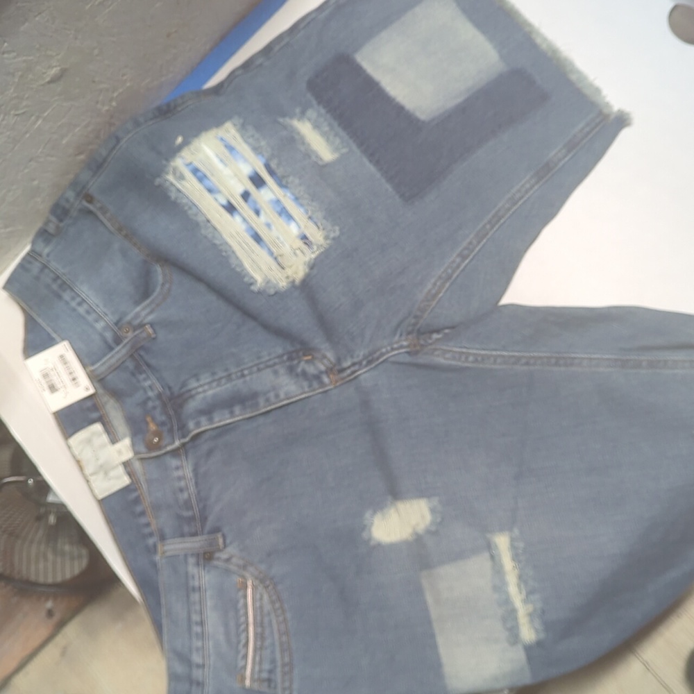 Blue denim cut off shorts